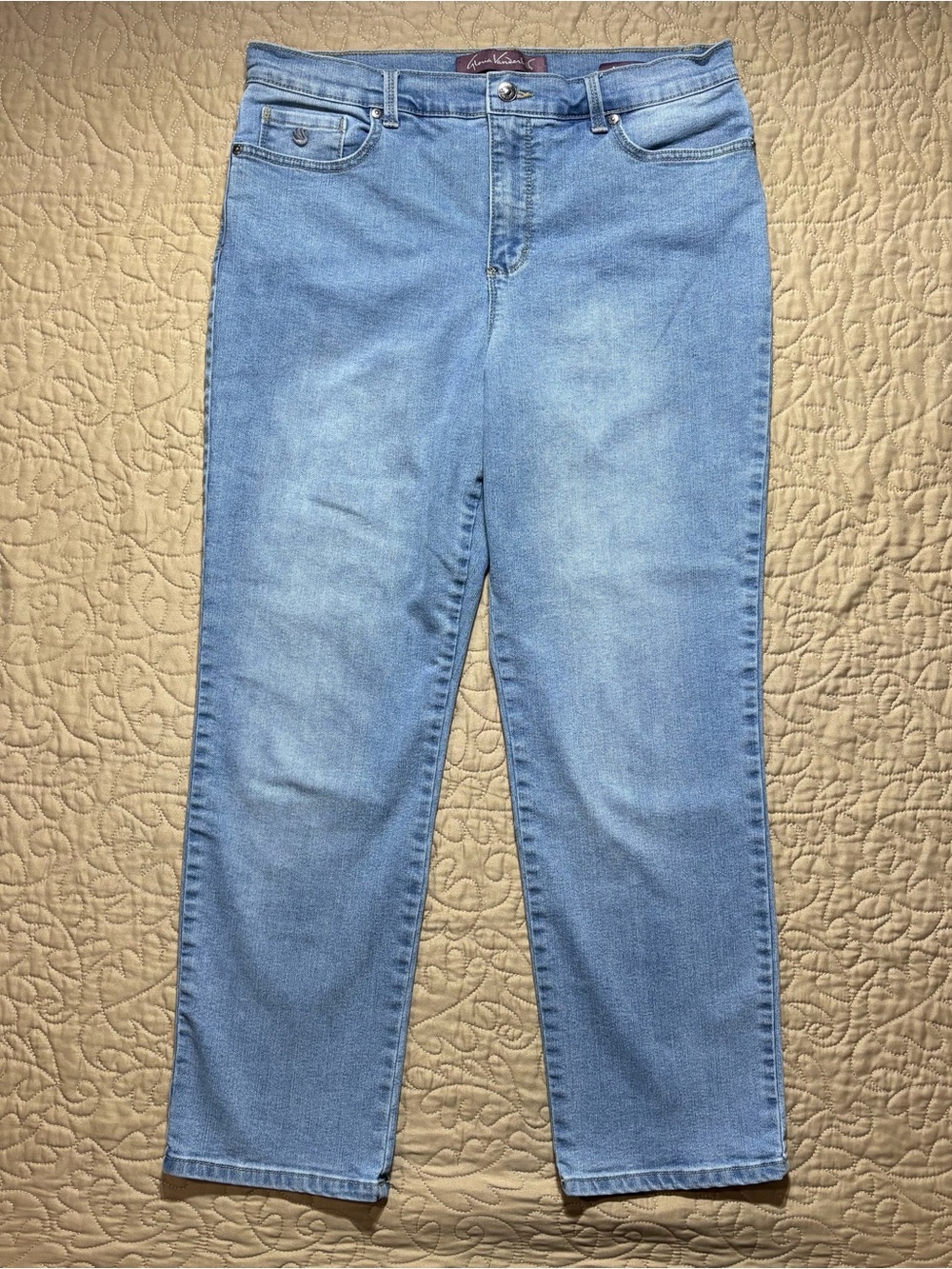 Gloria Vanderbilt Light Blue Denim Straight-Leg Jeans 14 short